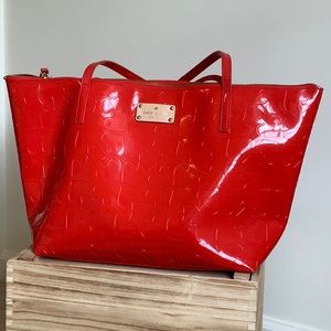 Kate Spade Red Vinyl Tote- Used Once!